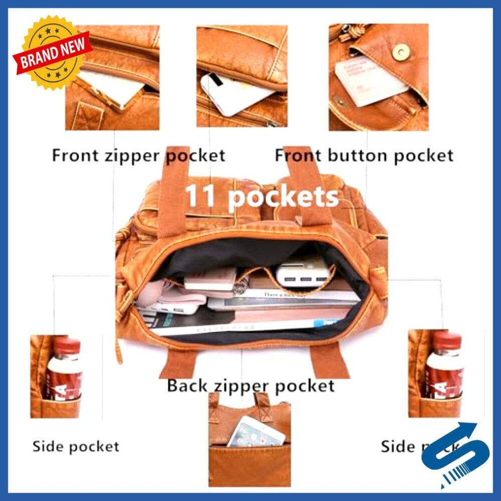 Medium Vegan Leather Hobo Satchel Purse with Adjustable Strap, Multi-Pocket - Picture 6 of 7